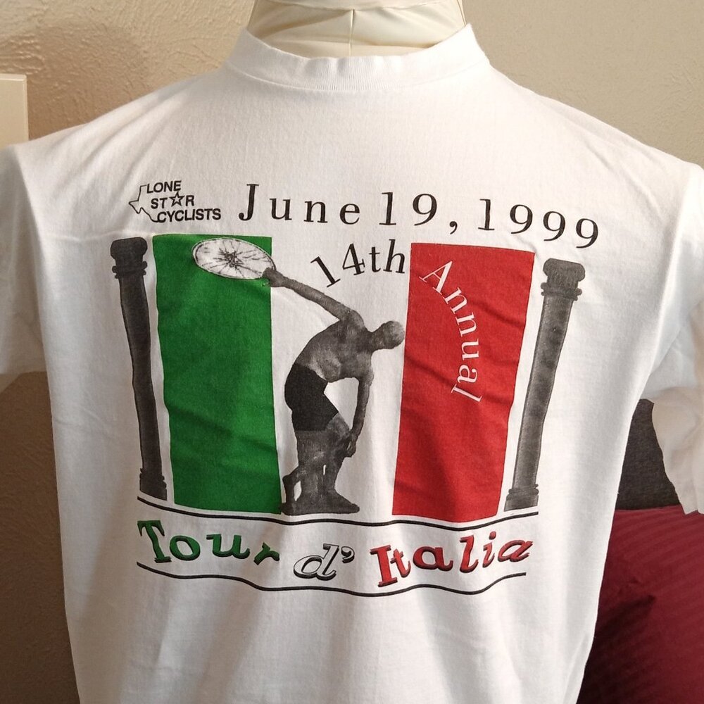 Vintage Collectible Cycling T-Shirt: 14th Annual Tour D' Italia, Italy Texas View 2